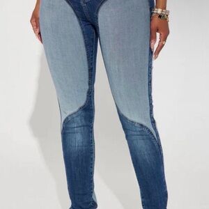 Fashion Nova Two-Tone Blue Skinny Jeans